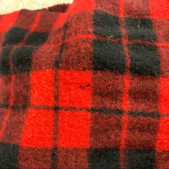 Vintage Wool Buffalo Plaid Red Black Scarf - Picture 3 of 3